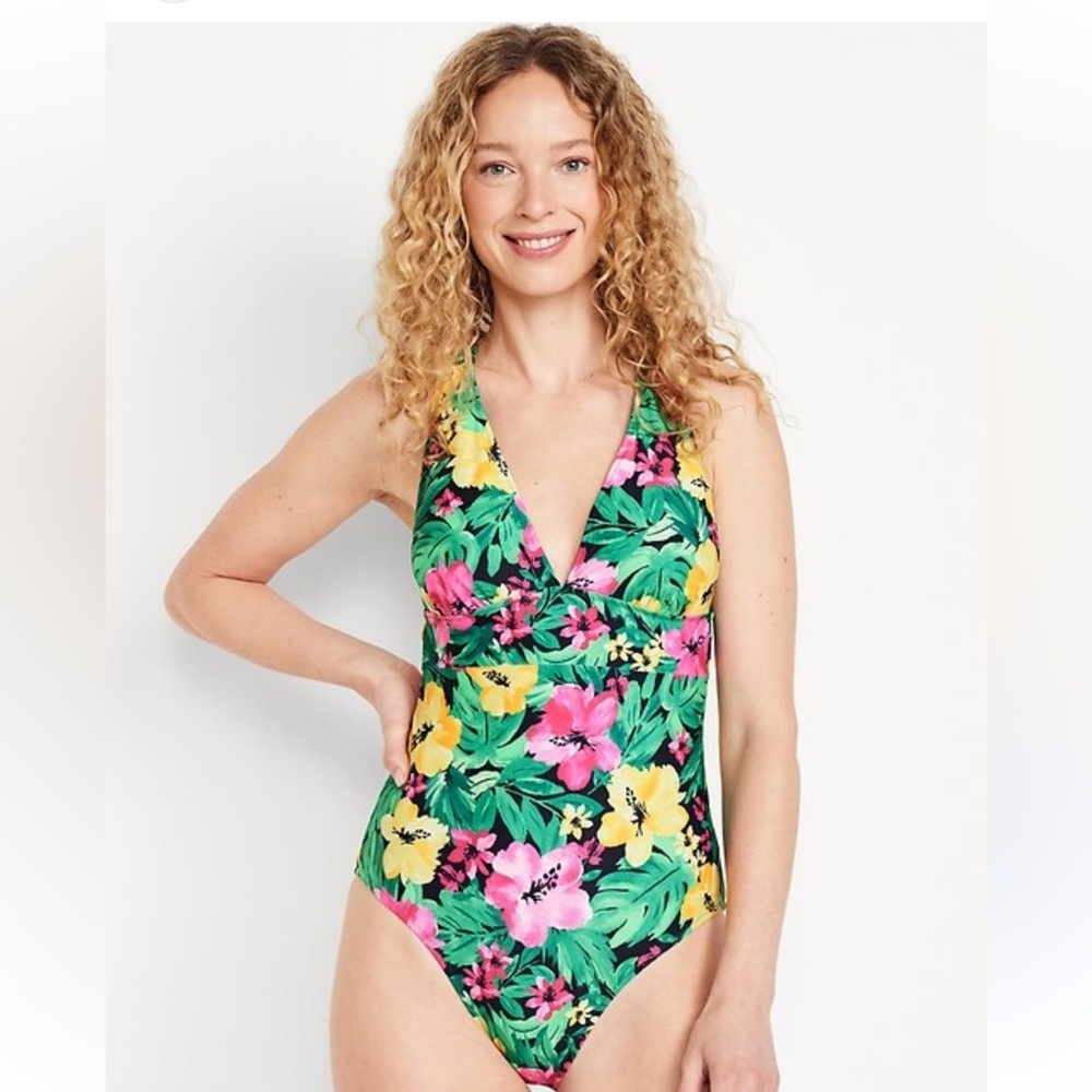 Old Navy Tropical Floral Tie-Back‎ One-Piece Swimsuit Size 3X
